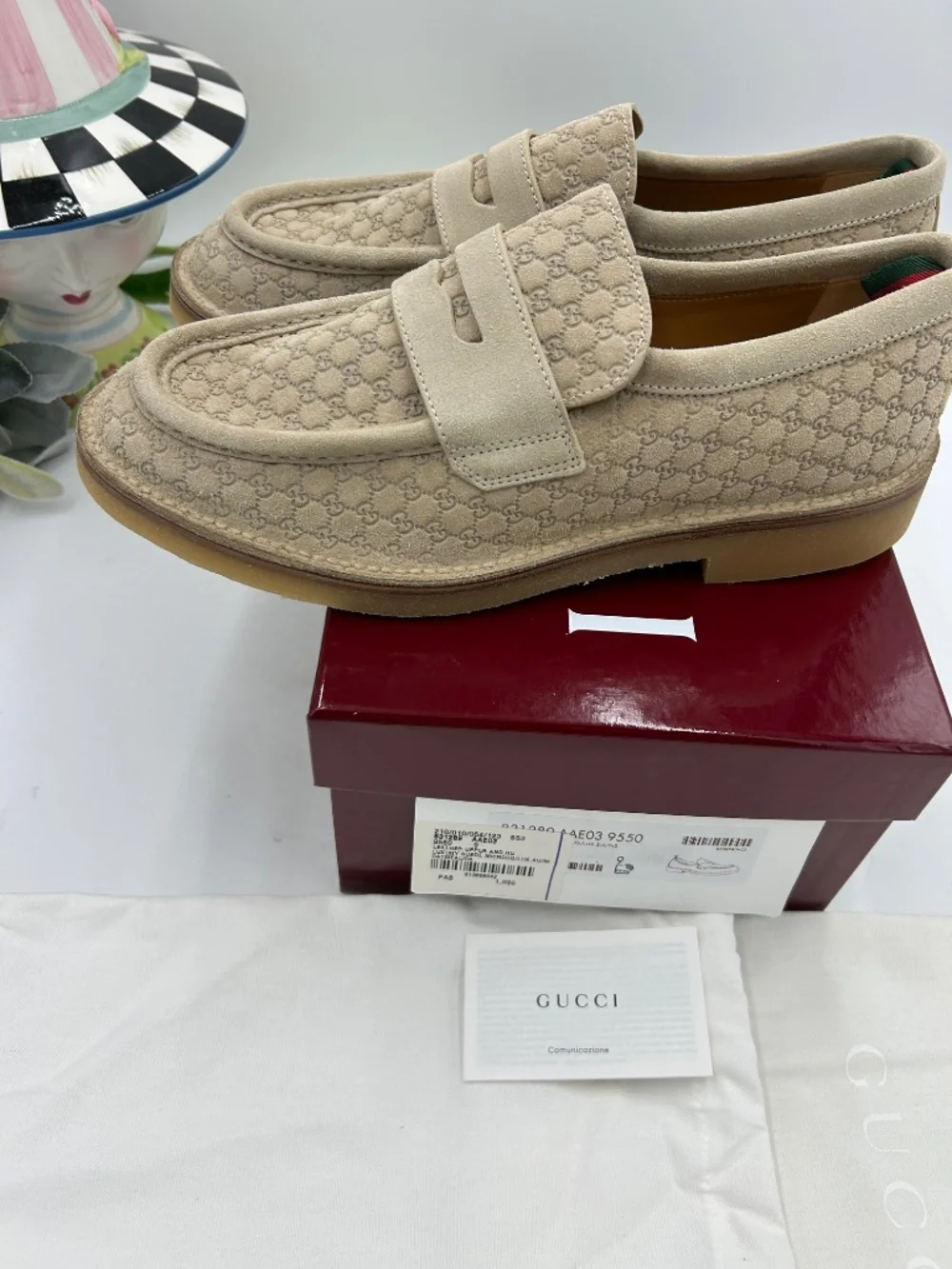 Men’s Gucci Suede Web Loafers. Size 9/fits 9.5 US. Made in Italy.